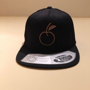 NWT Apple Cherry Black Hat, Brimmed Ball cap